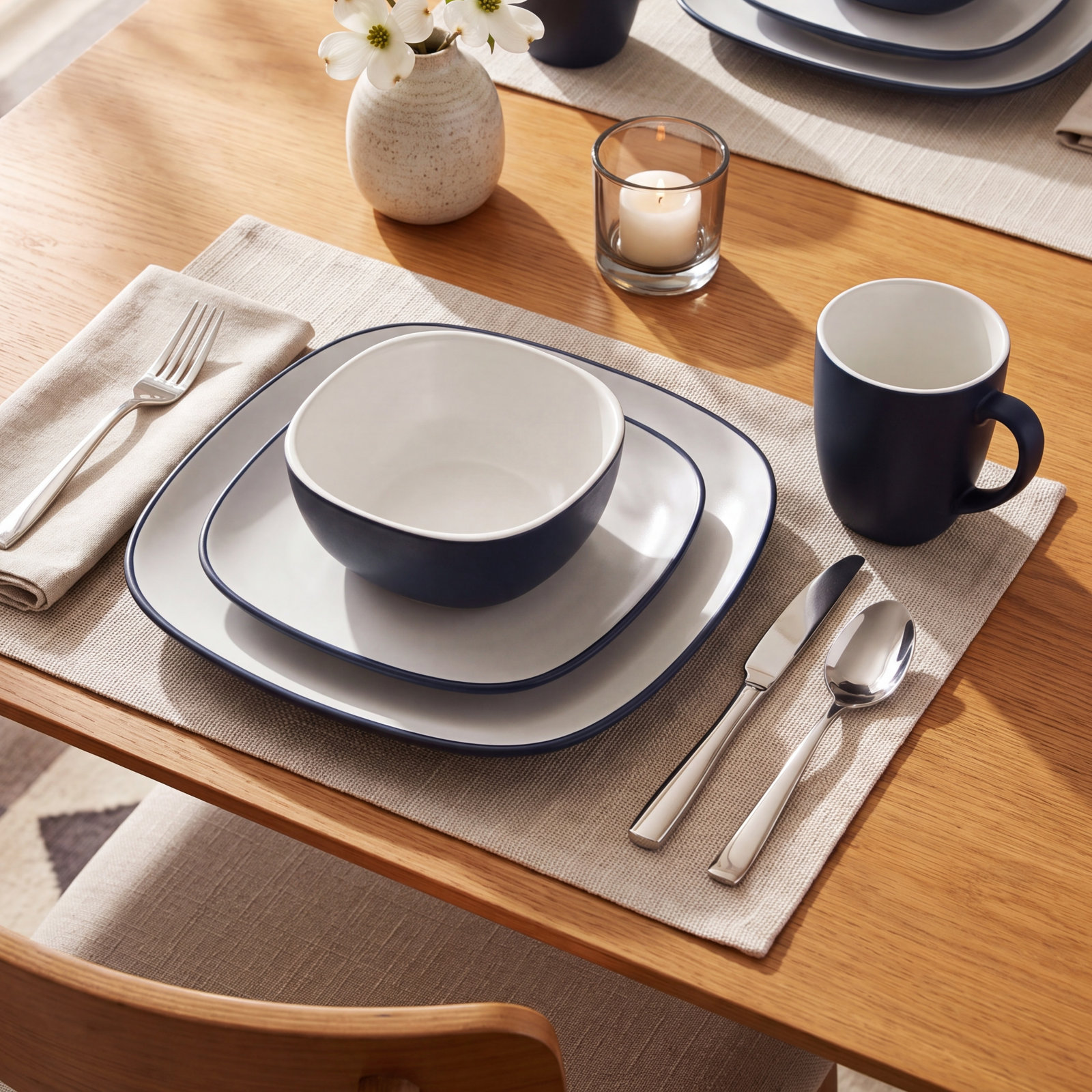 Colorwave Stoneware Dinnerware Set - Service for 1, Navy