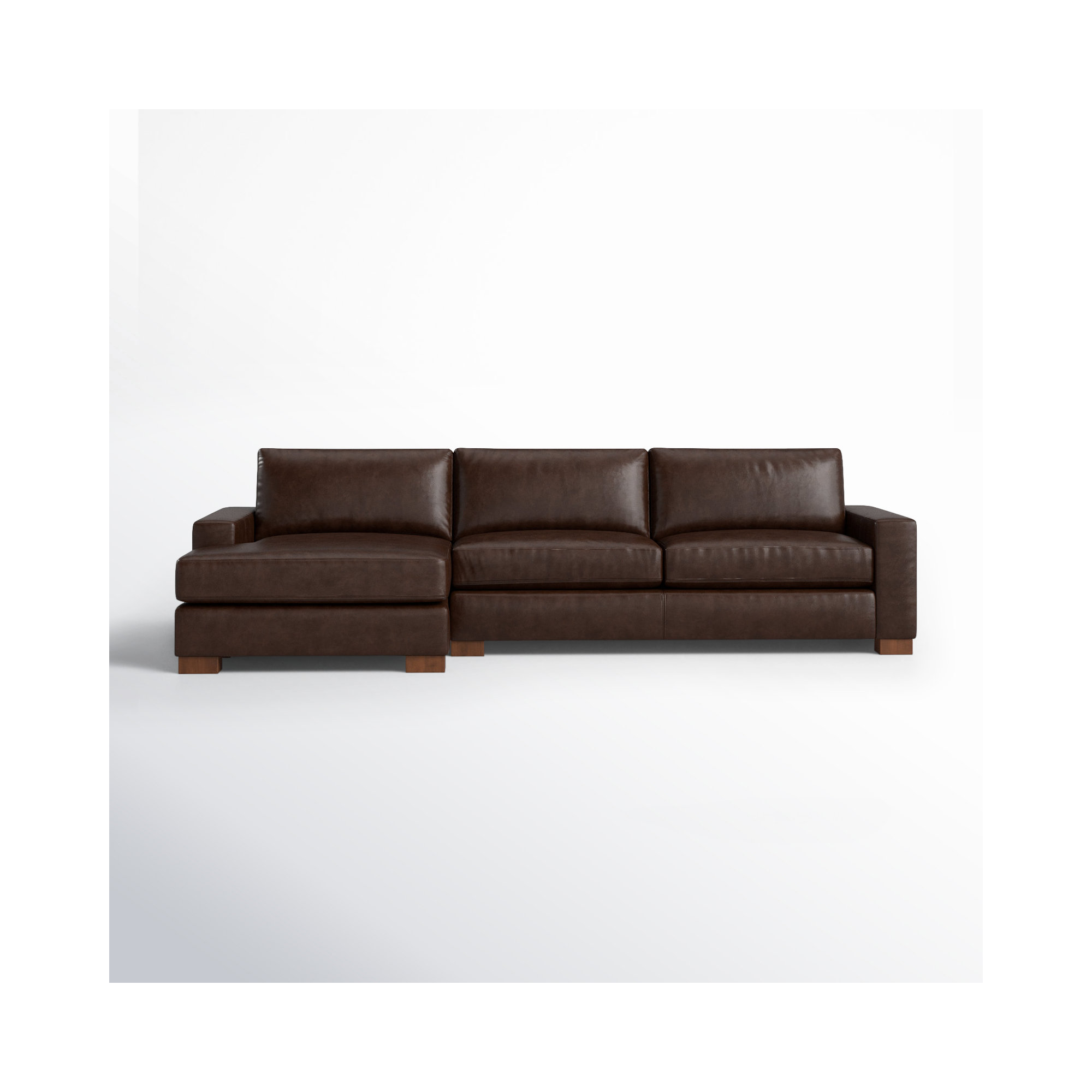Jonie Genuine Leather 2-Piece Chaise Sectional, Left Hand Facing, Bistro Rustic Genuine Leather