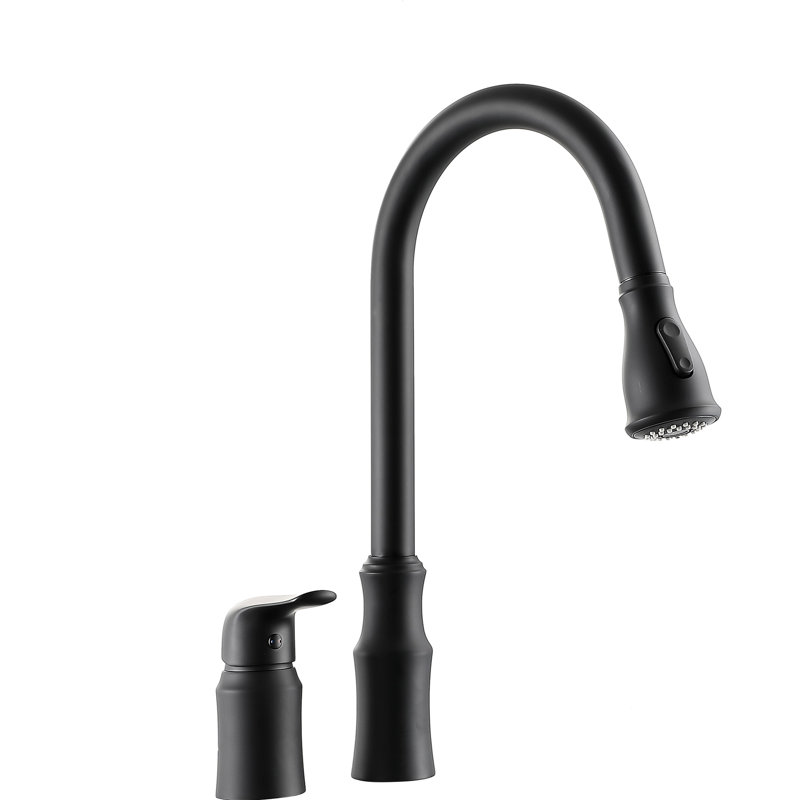 Robinet de cuisine noir mat avec poignée séparée, style simple moderne, rétractable à 360 ° pour un contrôle précis, fabrication en laiton massif, double mode de lavage et de remplissage, facile à nettoyer, 16,9