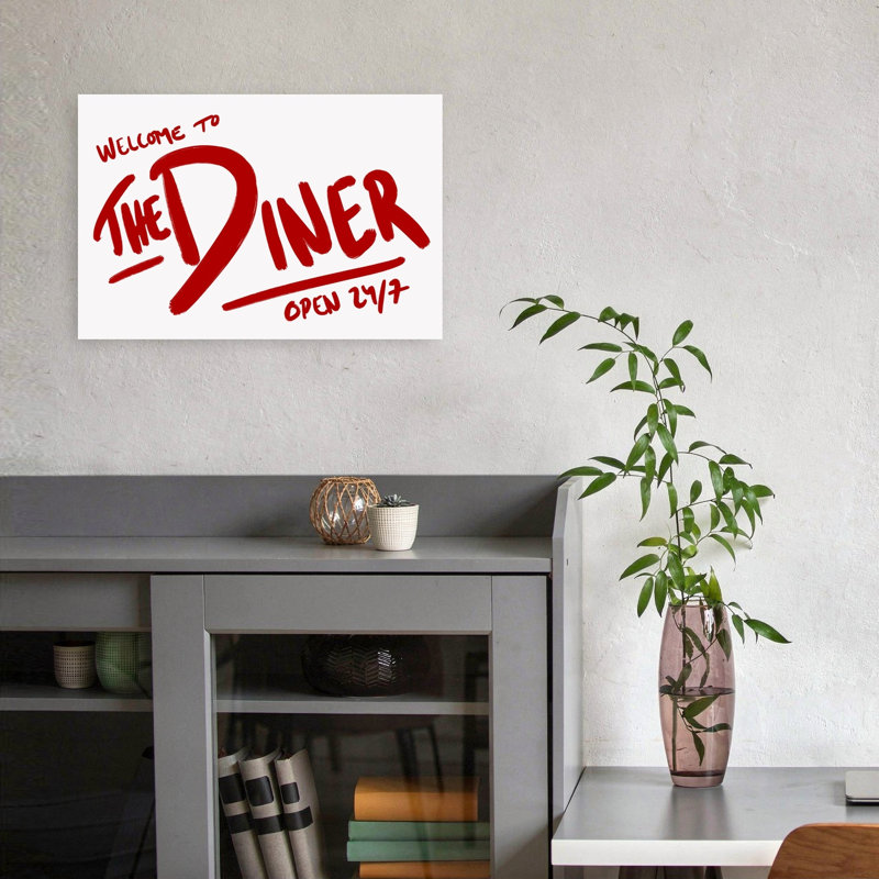 «Retro Diner Sign», impression rétro classique audacieuse, 12" H x 18" W