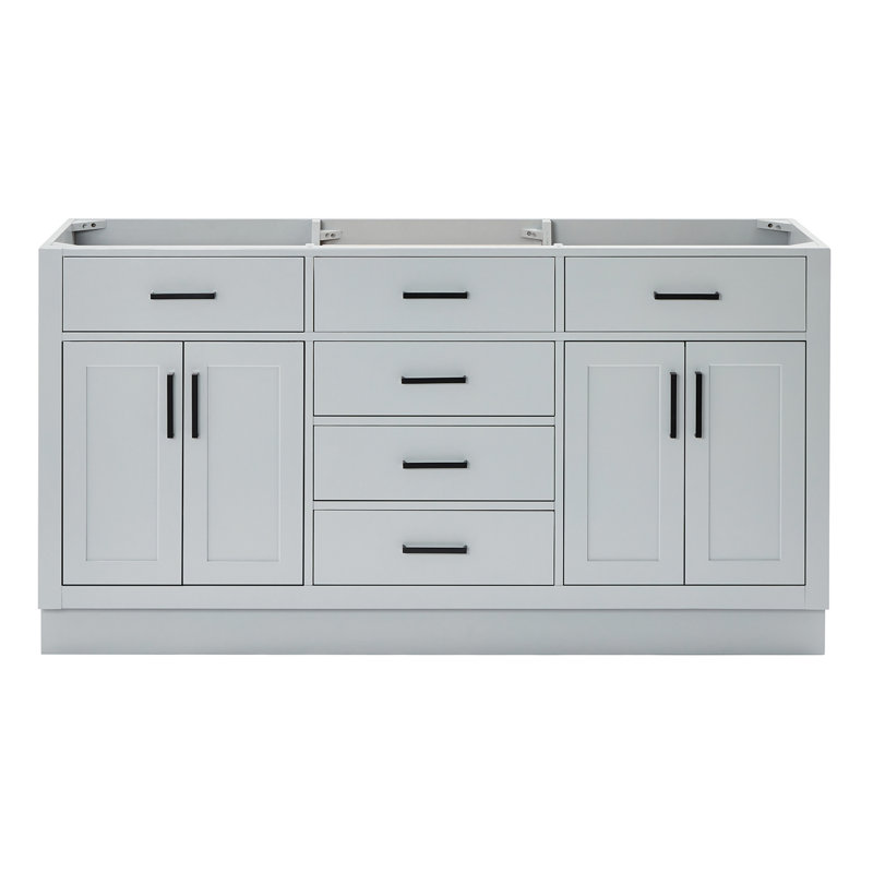 Hepburn 66'' Double Bathroom Vanity Base Only, Matte Black, Gray