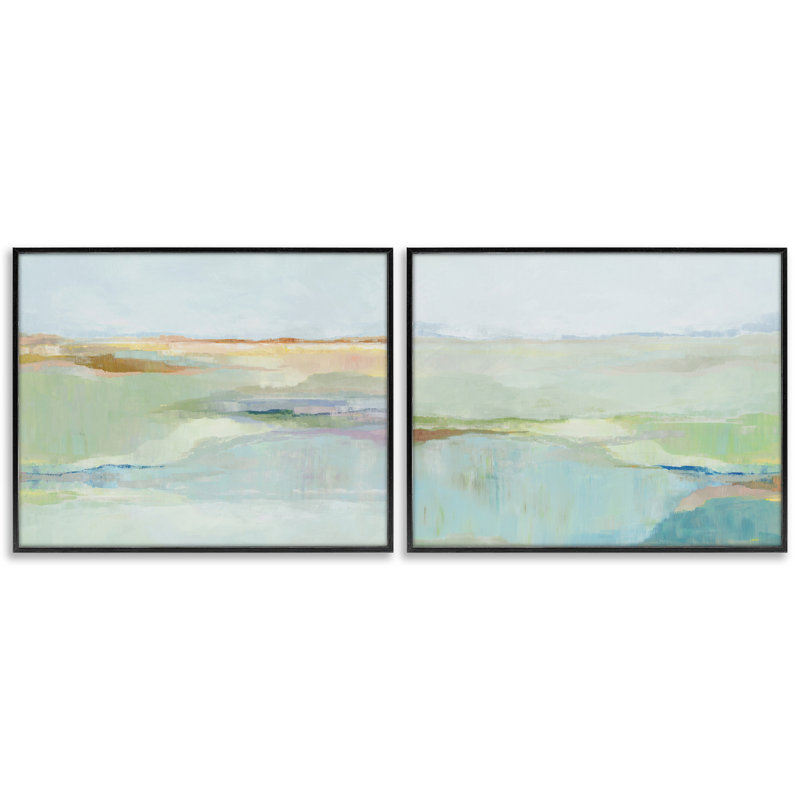 Ensemble de 2 giclées encadrées Soft Spring Spring Glow, design par Ian C., H 11 po x l 14 po, Giclée encadrée noir minuit