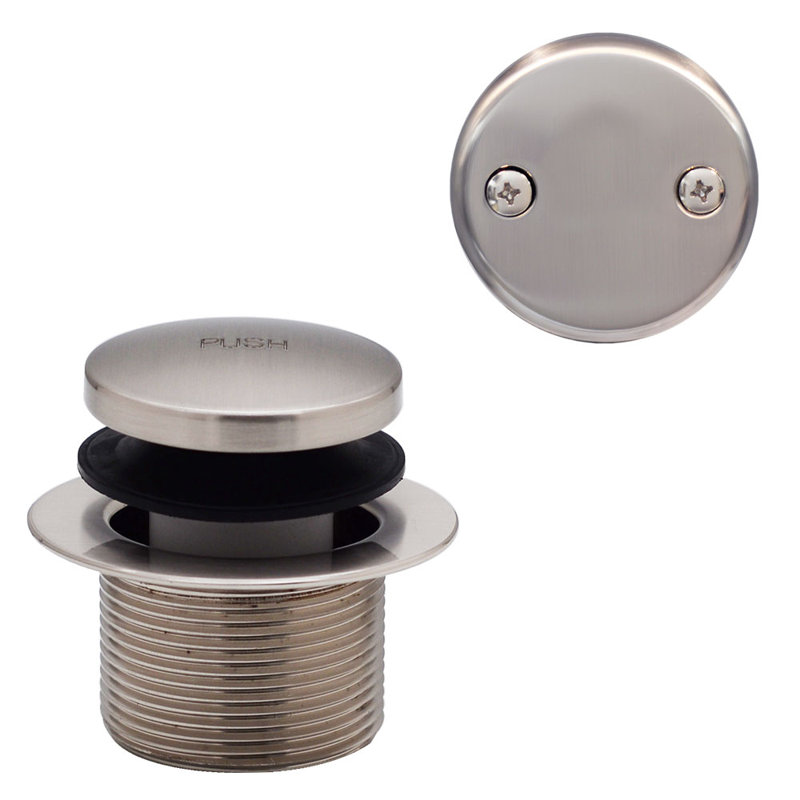 Satin Nickel Round Toe Touch Tub Drain Trim Set