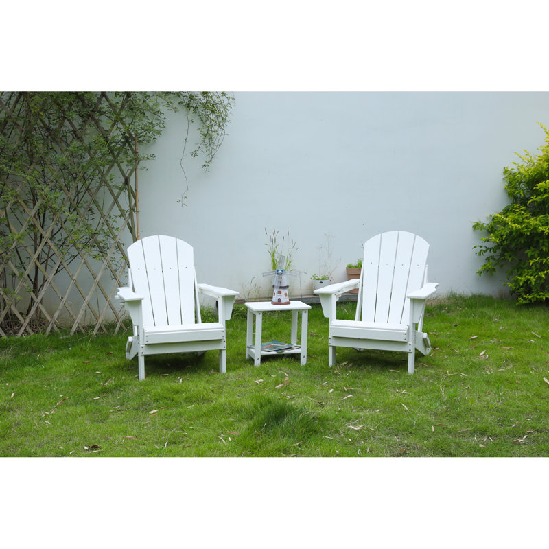 Chaise avec table de bout, blanche. Assise confortable et relaxante. Résistante aux intempéries. Montage facile. Table pliante blanche. Spacieuse et confortable. Étapes de montage incluses.