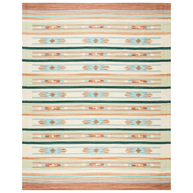 Halle Flatweave Jute/Cotton Southwestern Rug in Orange/Brown/Beige, Rectangle 8' x 10'