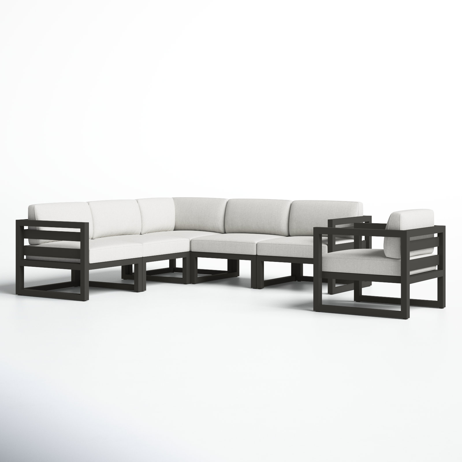 Smith 94" Outdoor Sectional with Sunbrella® Cushions, Canvas Natural, Slate