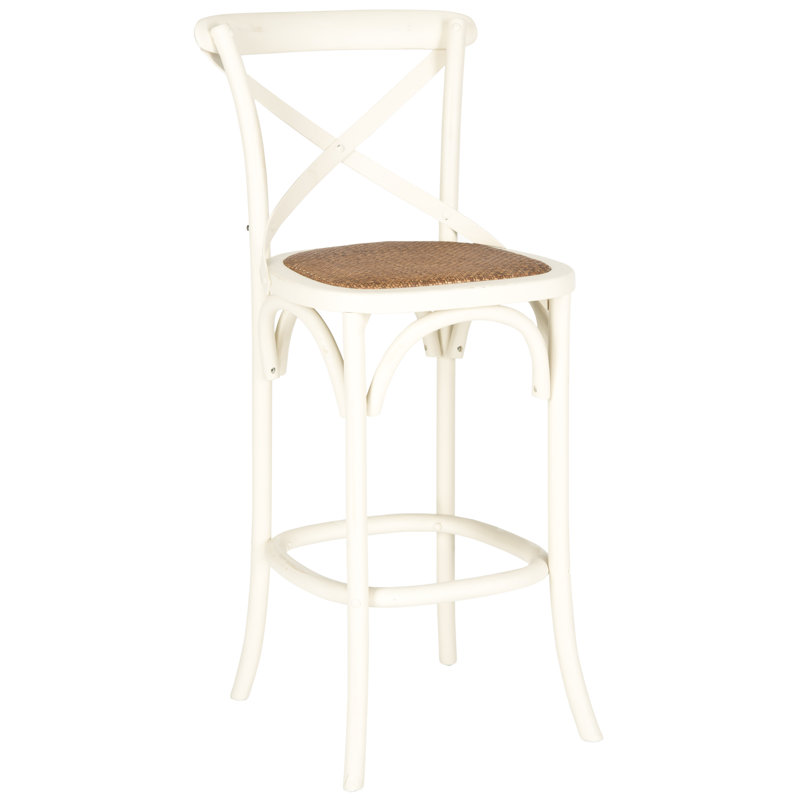 Tabouret Franklin, Blanc antique, Tabouret de comptoir (siège d'une hauteur de 24,2, Brun