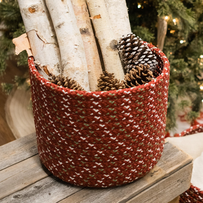 Panier de Noël tissé Sleighbells - rouge multicolore, H 10 po x l 12 po x P 12 po