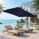Parasol carré en porte-à-faux 120 po avec rotation et couvercle