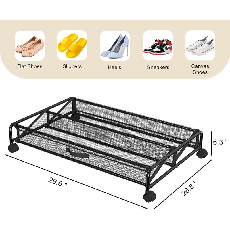 Rolling Under Bed Shoe Organizer
