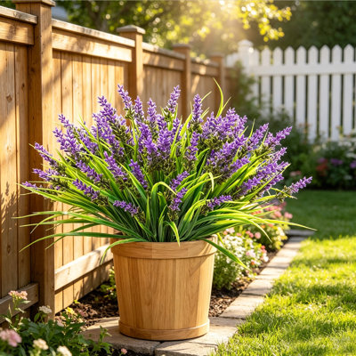 10 paquets de fleurs artificielles de lavande artificielles pour l'extérieur Fausse herbe de singe avec des fleurs Faux arbustes de verdure réalistes pour les jardinières de véranda