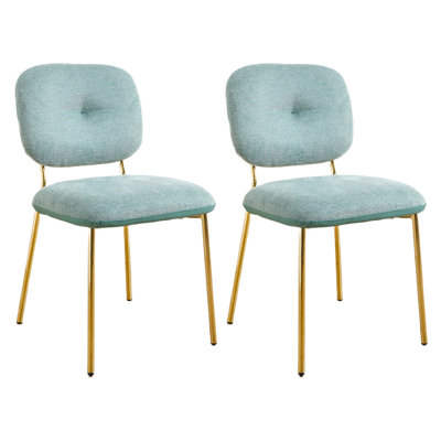 Ensemble de 2 chaises d'appoint Modern, rembourrées beiges et vertes avec pieds en métal