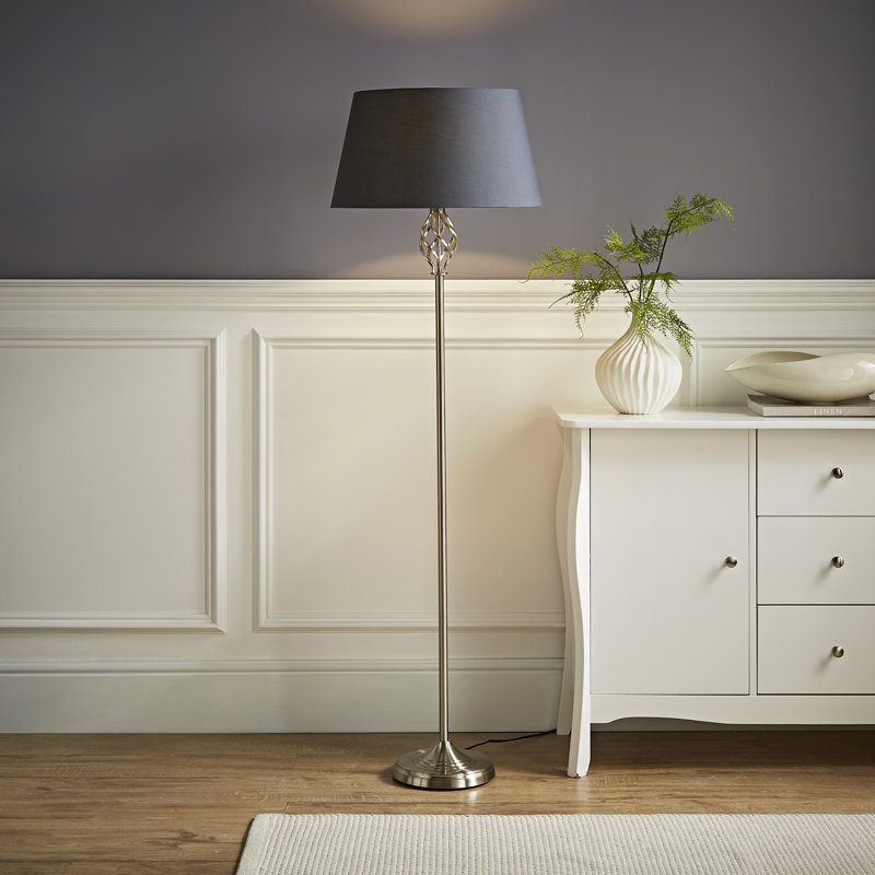 Tegan 151cm Traditional Floor Lamp, Grey, Brushed Chrome, Included