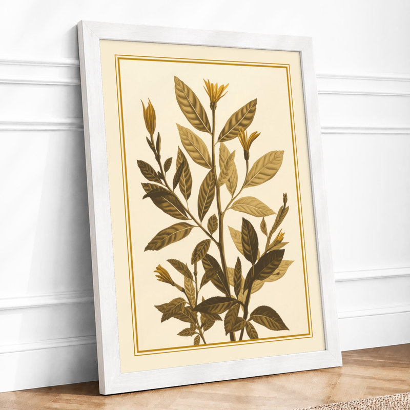 Single Stem Study Botanical - Framed Print, A3 - 42.0 x 29.7 cm, White
