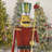 59" Tall Iron Christmas Burgundy Nutcracker Holding Baton "Henry"