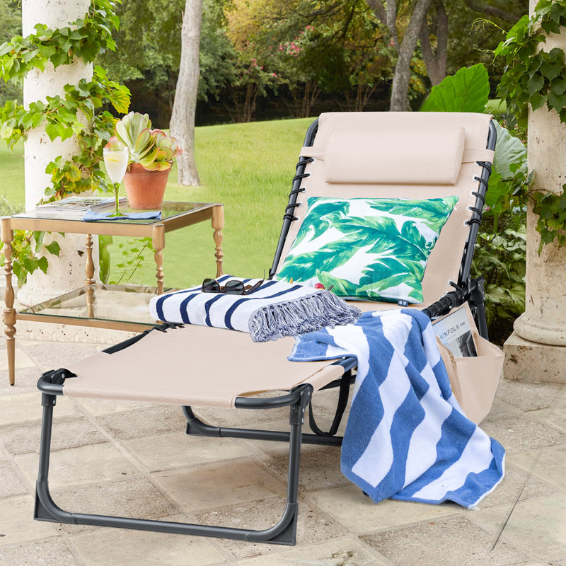 Shanasha 1 Pcs Outdoor Lounge Chair with Sauna Foldable Chair Adjustable Height Patio Lounge Chair,Suitable for Beach,Lawn and Pool