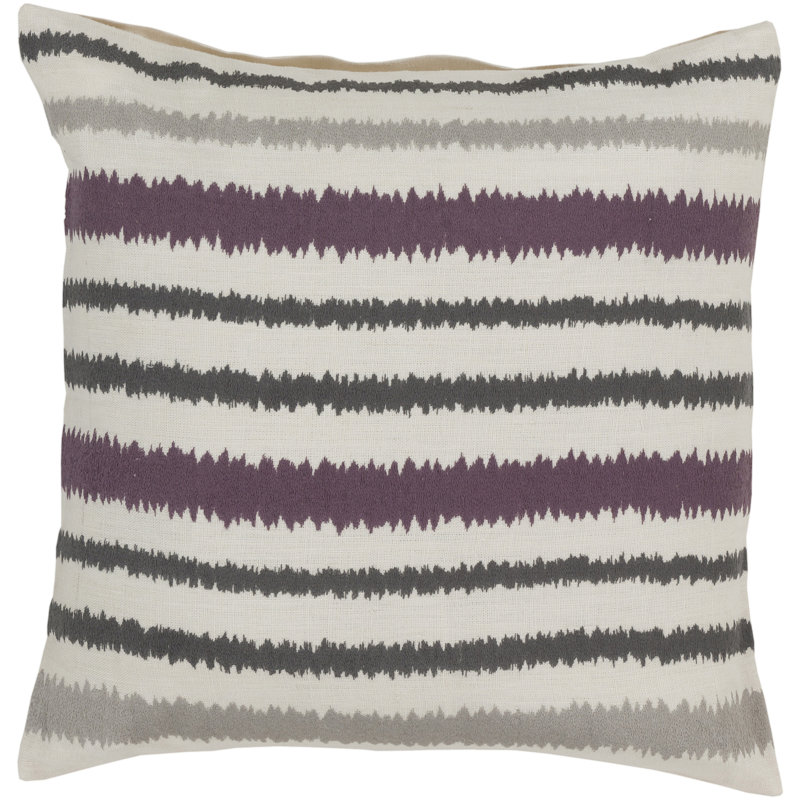 Striped Throw Pillow, 18" x 18", Papyrus/Pewter/Amber, Polyester