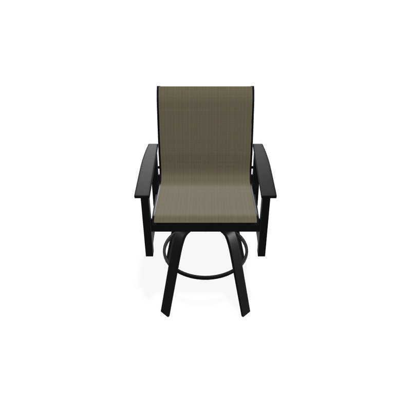 Fauteuil pivotant à hauteur de barre Leeward MGP, Tweed Sunbrella® brun, Noir texturé