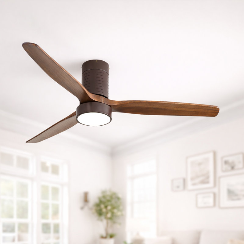 Ventilateur de plafond encastré à DEL de 52 po Kemp, Bronze / pales en bois brun