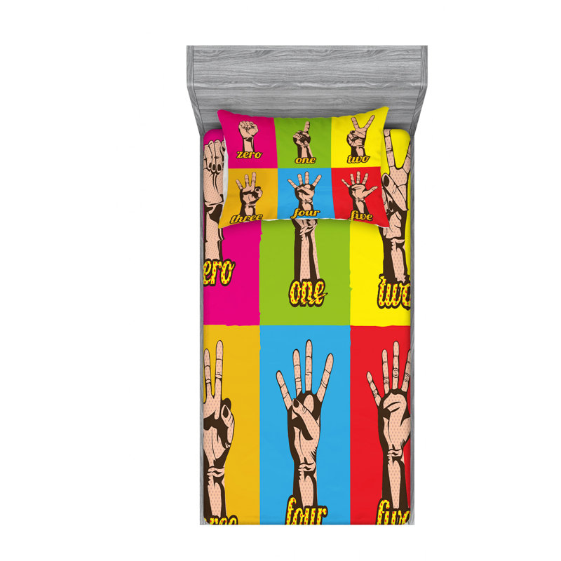 Abstack Sheef Ambesonne Collage of Hands Showing Number Abstract Sheet Set | Wayfair