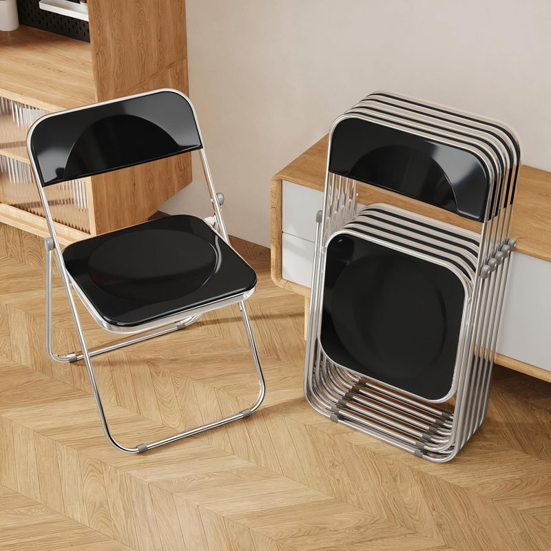 Stackable Folding Chair Folding Chair Set, Black