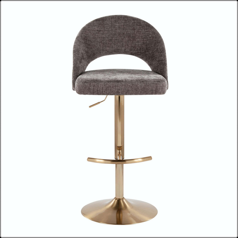 Tabouret de bar réglable avec pivot - ensemble de 2, Doré, Gris