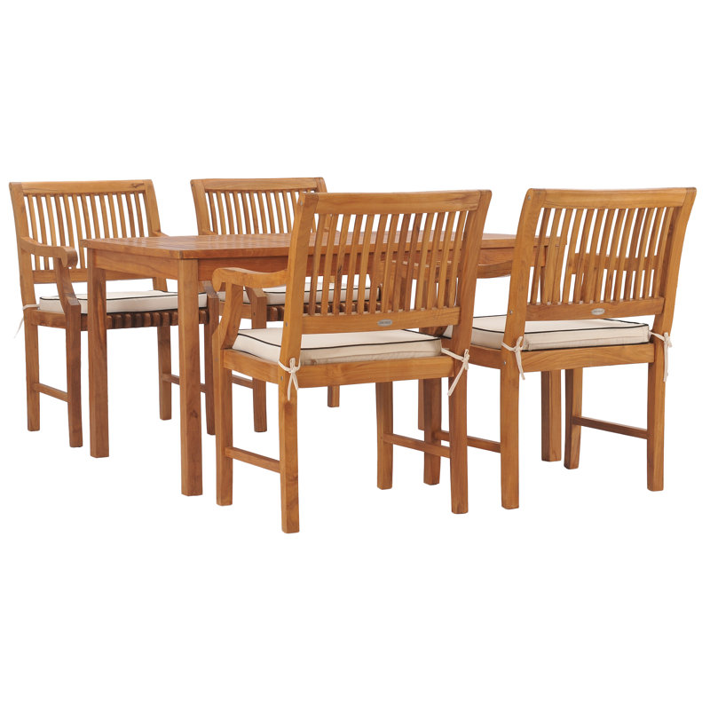 Outdoor 5 - Piece Teak Dining Set with Cushions