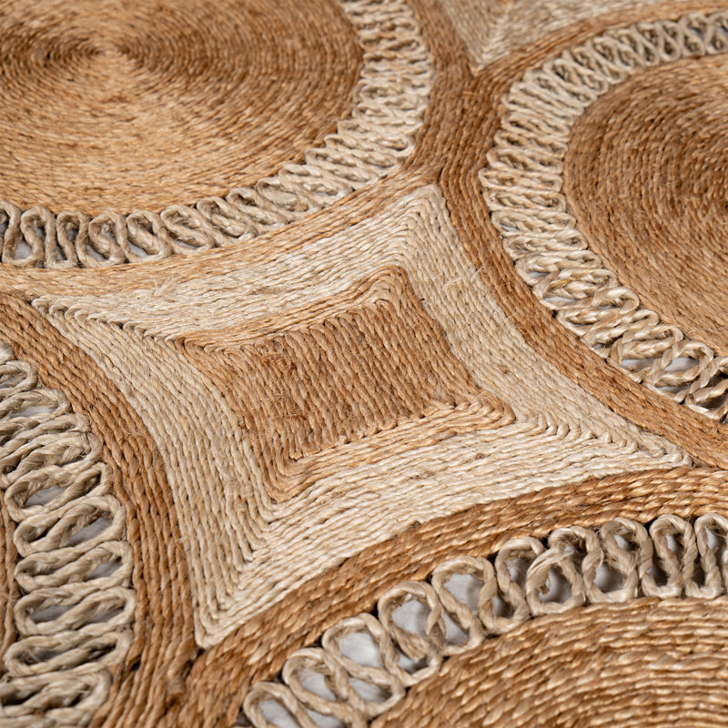 Tapis de jute tissé à la main avec motif rond