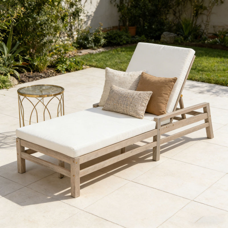 Chaise longue d'extérieur réglable, 1, Gris