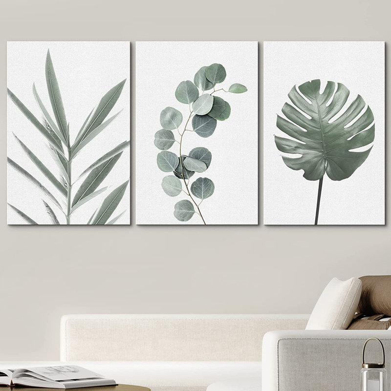IDÉE4WALL, ensemble de reproduction d'art mural Monstera, feuille et plante de la jungle, variété, nature sauvage, illustrations, art moderne, rustique, gros plan, coloré, pour le salon, la chambre à coucher, le bureau