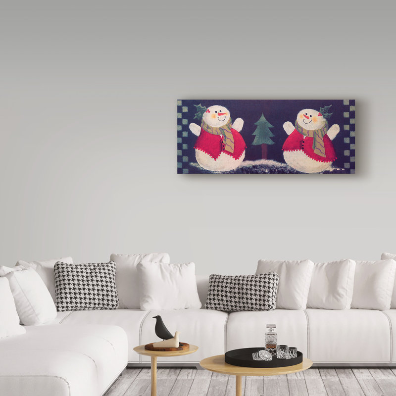 « bonhomme de neige », art sur toile, H 10 po x l 24 po x P 2 po
