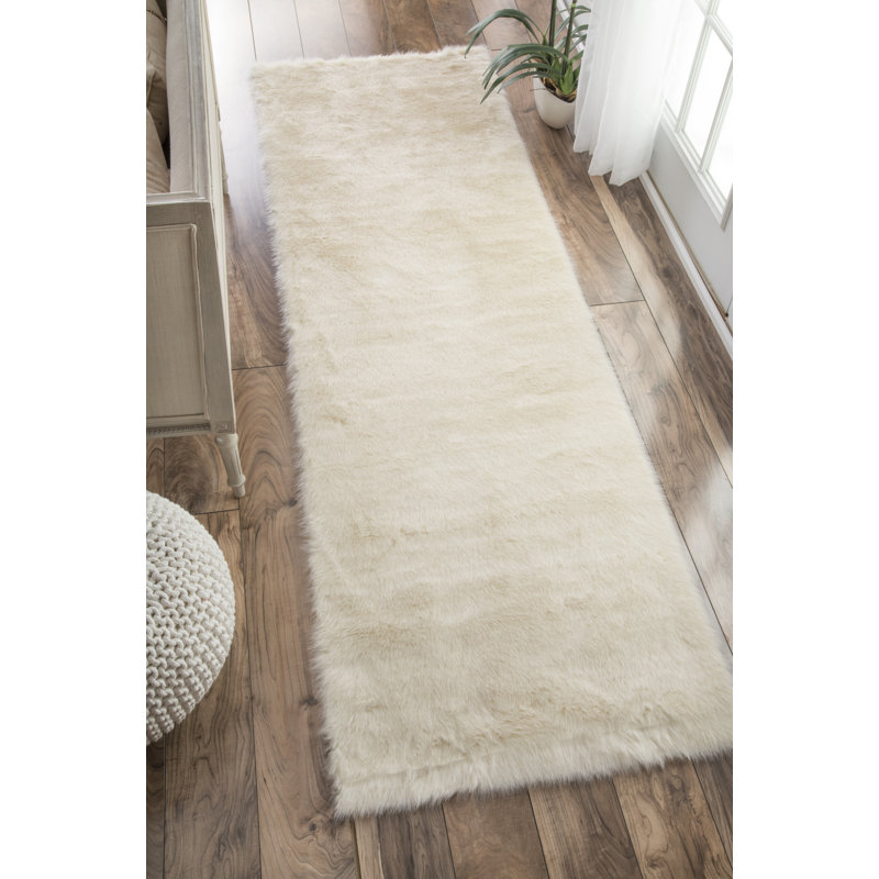 Lukasik Performance Shag Off-White Rug, Rectangle 7'6" x 9'6"