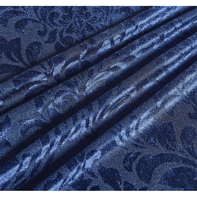 Damask Jacquard Duvet Cover 3 Piece Velvet Bedding Set With Matching Pillowcases, Blue