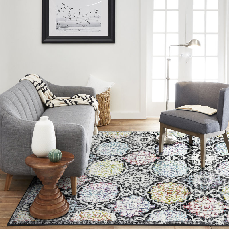 Brees Damask Indoor Rug, Rectangle 5' x 7'