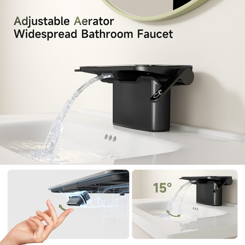 Robinet de lavabo pour salle de bain à 4 poignées , Noir mat