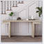 Console très large en placage de bois véritable de 66 pouces, design minimaliste pour le vestibule et le salon, finition chêne vieilli-462514736