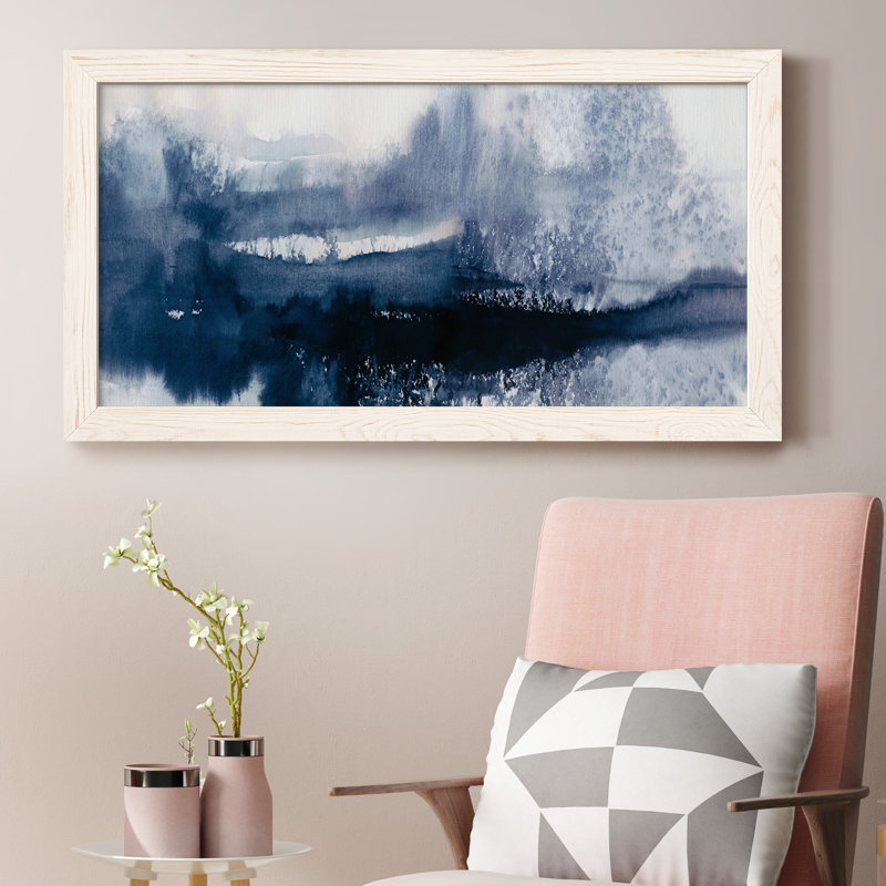 Indigo Tides - Peinture sur toile encadrée, Blanc