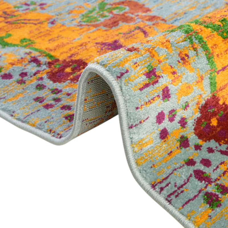 Tapis turquoise Aqua_Unique Loom Antigua, Rond 4 pi