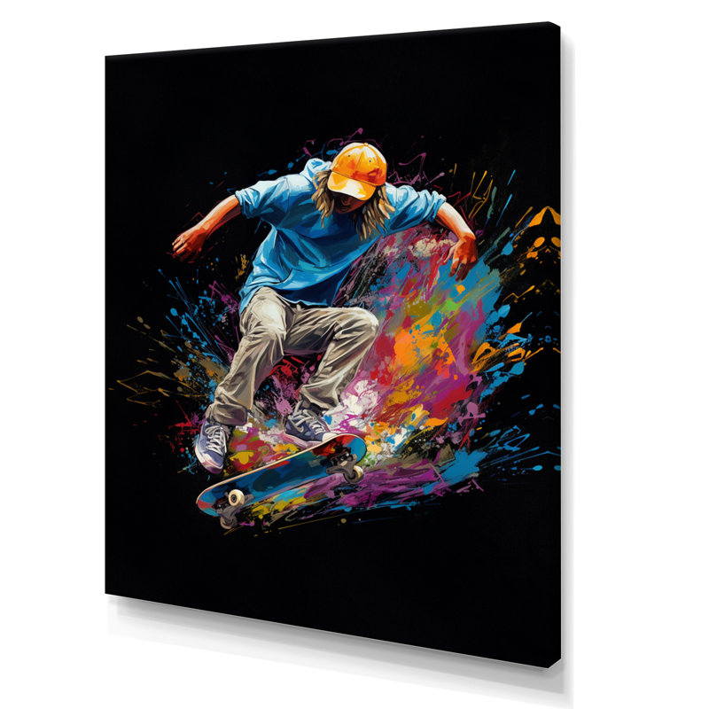 Skateboard Urban Flow II - Décoration murale sport, Toile tendue, H 20 po x l 12 po x P 1 po