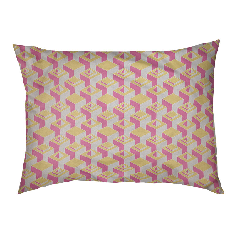 Coussin pour chien intérieur à motif skyscrapers Chen, Grand (l 50 po x P 7 po x H 40 po), Jaune / Rose
