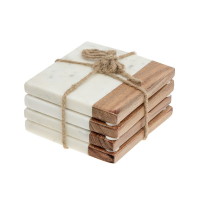 Marble Square 4 Piece Coaster Set