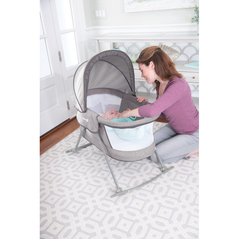 Star Gazer Gray Portable Rocking Baby Bassinet