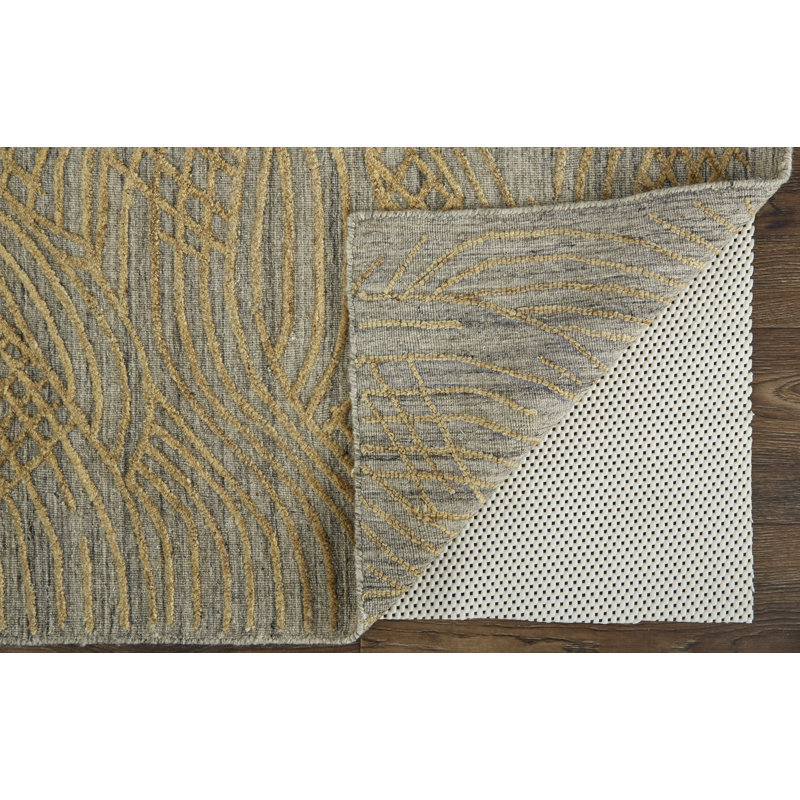 Taunton Transitional Abstract, Gold/Gray Area Rug, Rectangle 9' x 12'