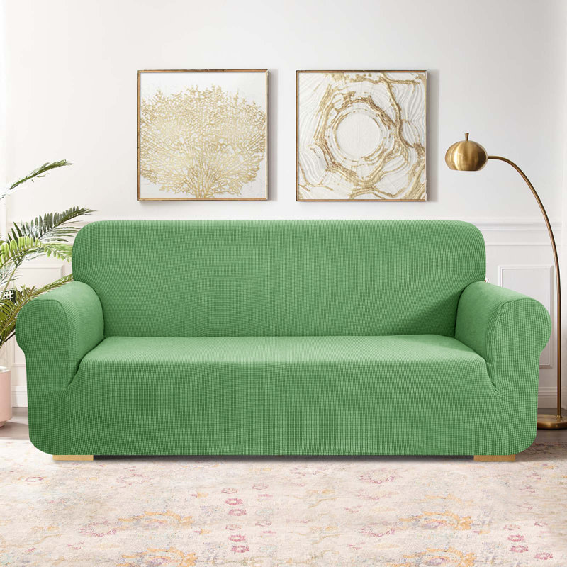 Dlerfeut Box Cushion Sofa Slipcover, Wine, 41" H x 118" W x 42" D