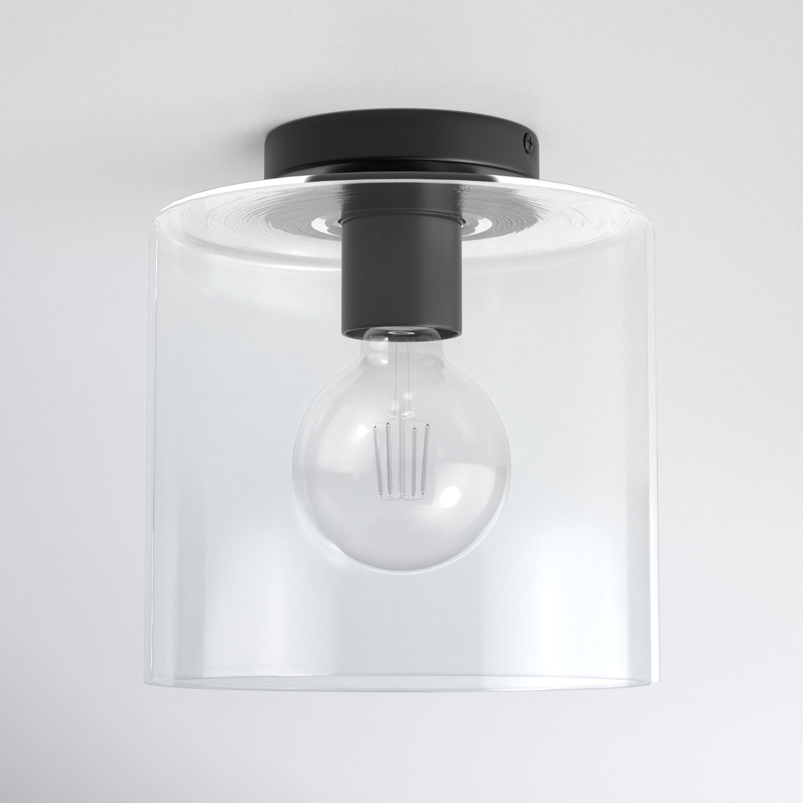 Lydia Single Light Glass Semi Flush Mount, Black