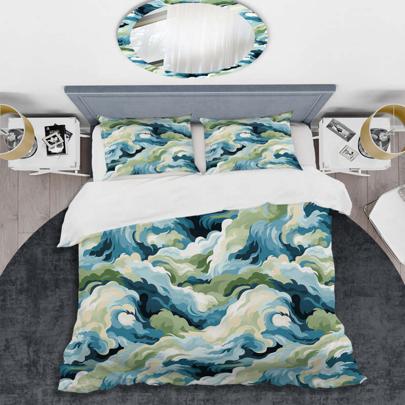 Ensemble de housse de couette Coastal Concealment Flow, Housse de couette pour très grand lit et 2 très