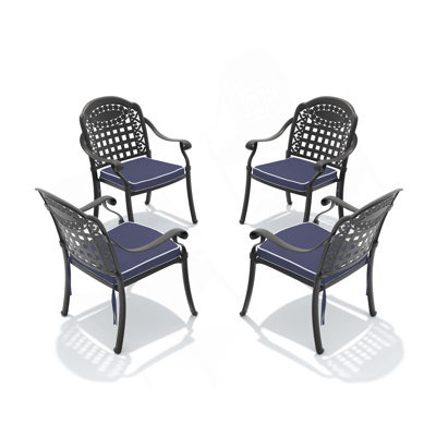 Cast Aluminum Patio Dining Chair 4PCS With Black Frame