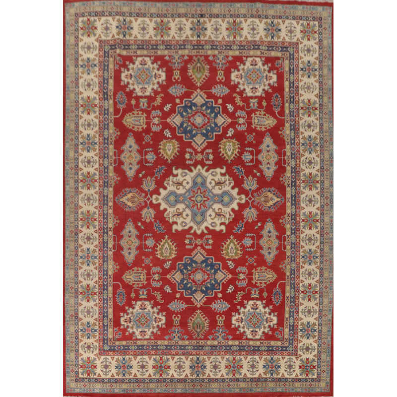 Red Geometric Kazak Oriental Large Rug