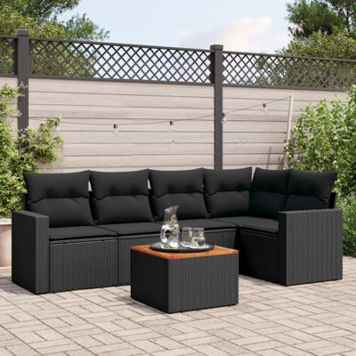  Ensemble de canapé de jardin noir