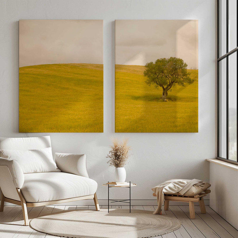 Tuscan Fields' Charm | 2 Panel Split Large Canvas Print, 36" H x 54" W